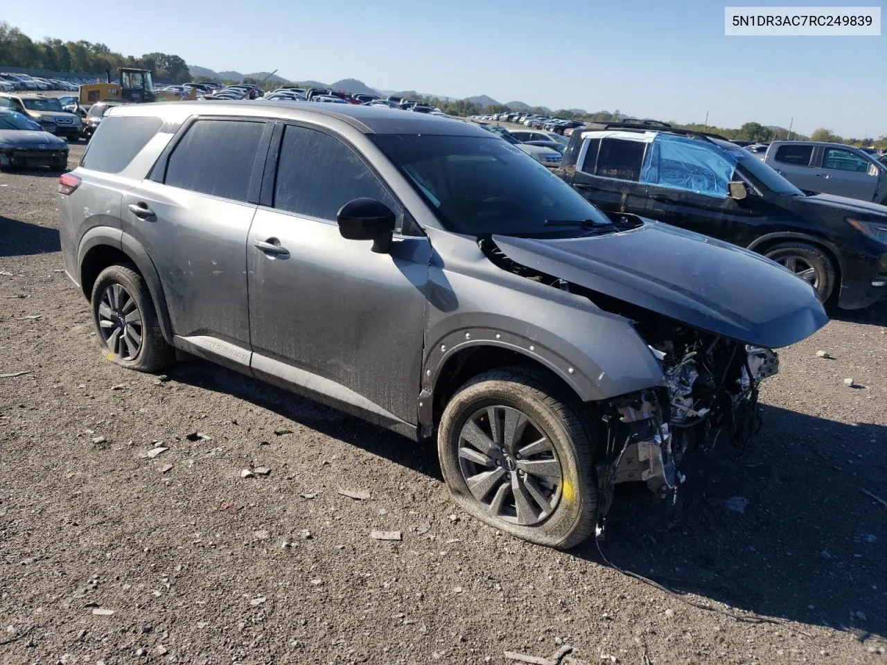 2024 Nissan Pathfinder S VIN: 5N1DR3AC7RC249839 Lot: 75864704