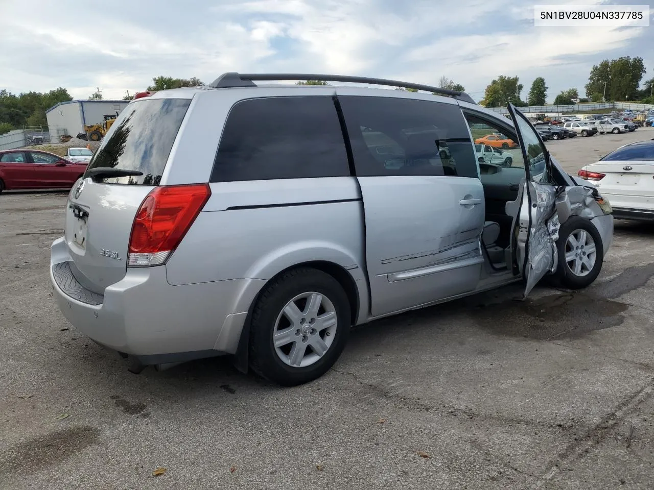 2004 Nissan Quest S VIN: 5N1BV28U04N337785 Lot: 71444524