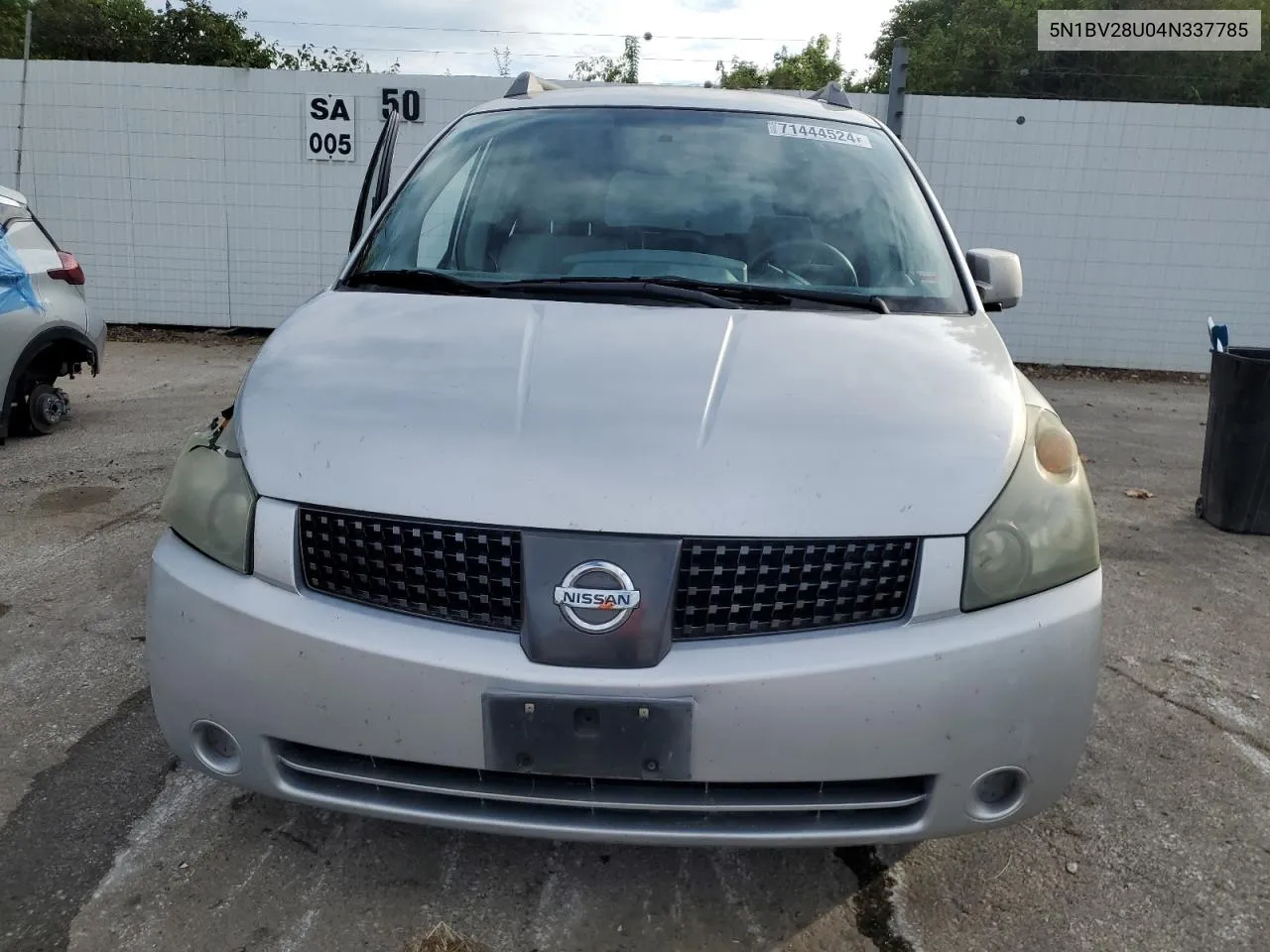 2004 Nissan Quest S VIN: 5N1BV28U04N337785 Lot: 71444524