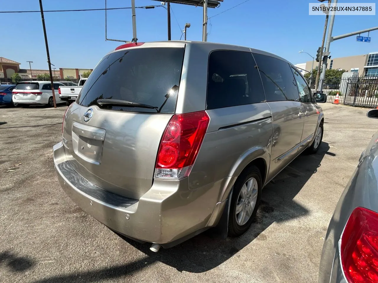 2004 Nissan Quest S VIN: 5N1BV28UX4N347885 Lot: 73199214