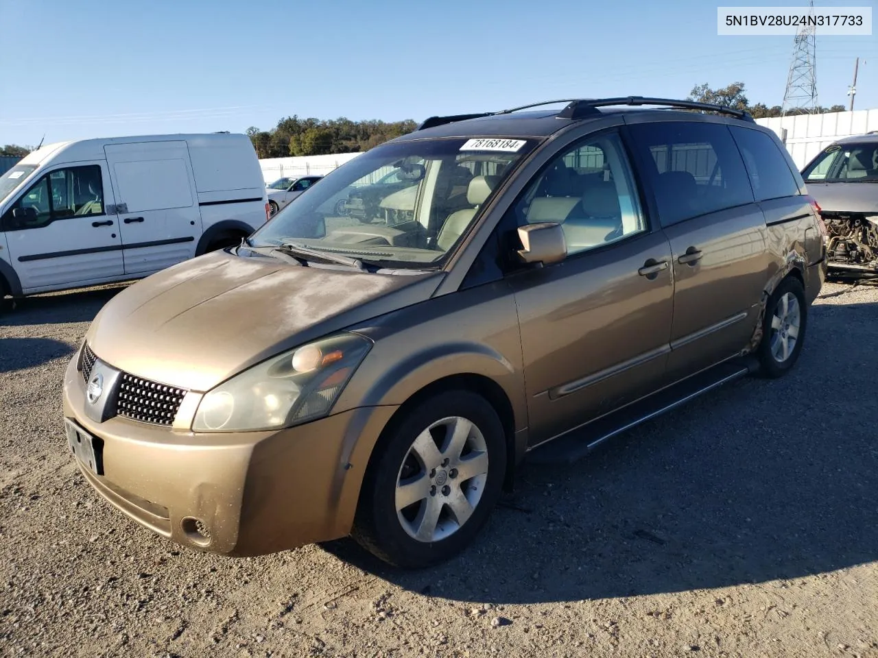 2004 Nissan Quest S VIN: 5N1BV28U24N317733 Lot: 78168184