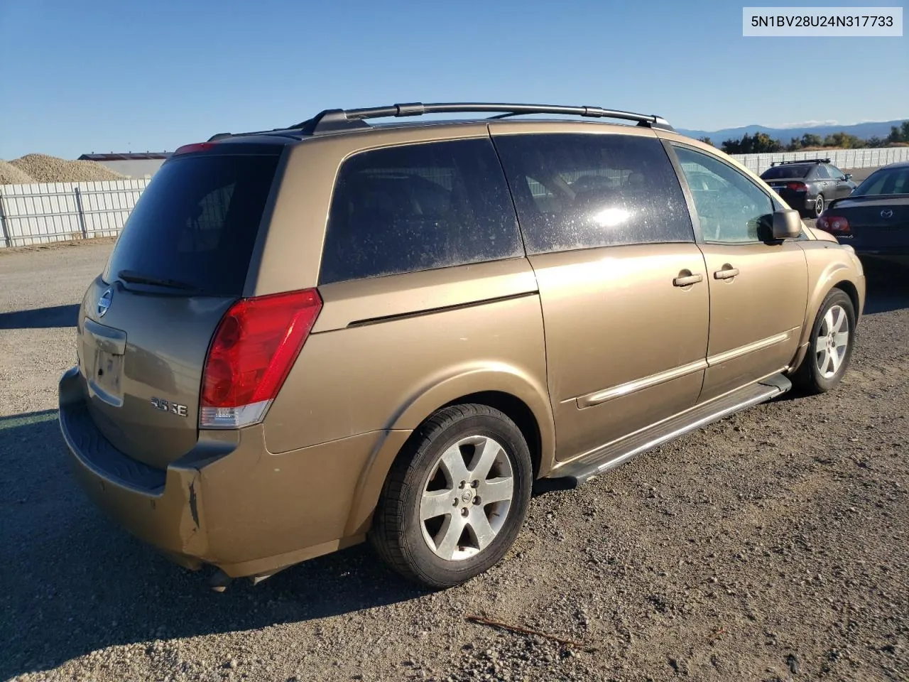 2004 Nissan Quest S VIN: 5N1BV28U24N317733 Lot: 78168184