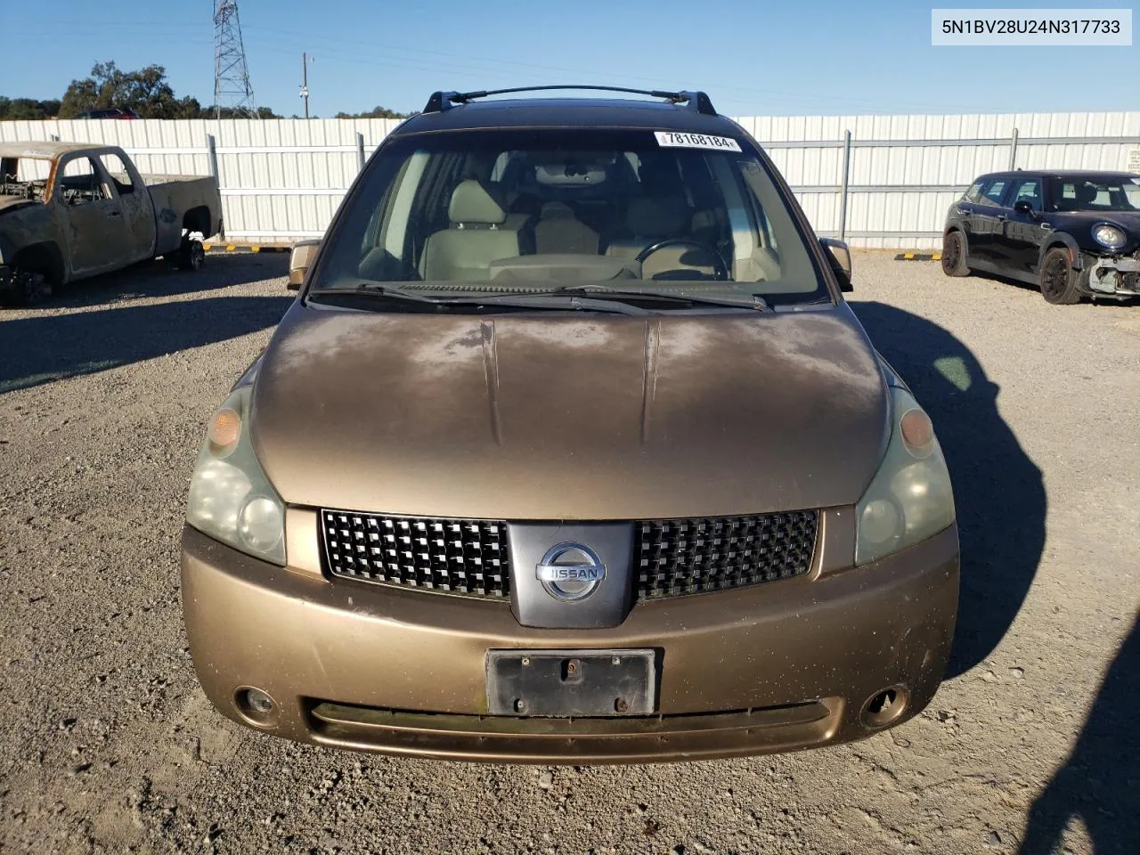 2004 Nissan Quest S VIN: 5N1BV28U24N317733 Lot: 78168184