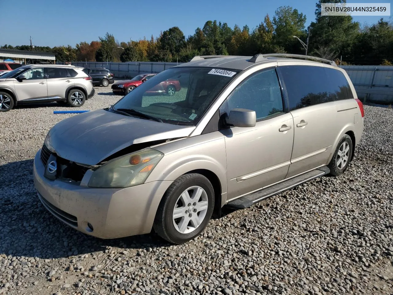 2004 Nissan Quest S VIN: 5N1BV28U44N325459 Lot: 78440064