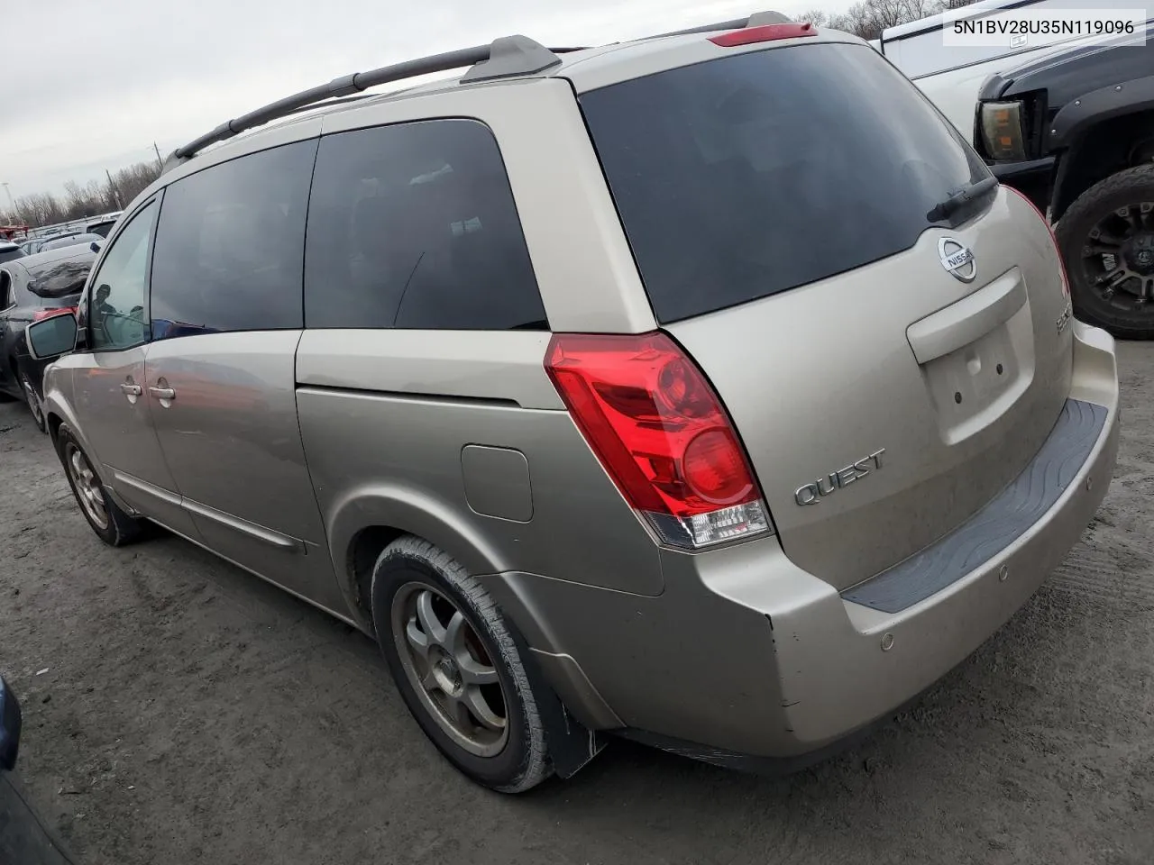 2005 Nissan Quest S VIN: 5N1BV28U35N119096 Lot: 40357894