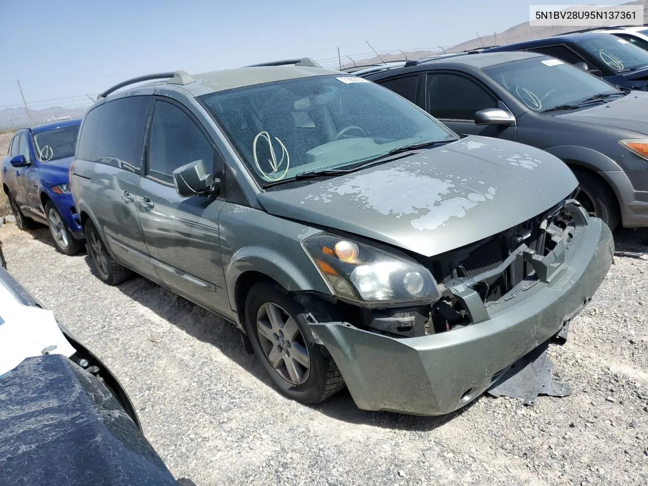 2005 Nissan Quest S VIN: 5N1BV28U95N137361 Lot: 71683634