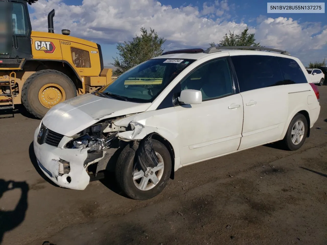 2005 Nissan Quest S VIN: 5N1BV28U55N137275 Lot: 72023734