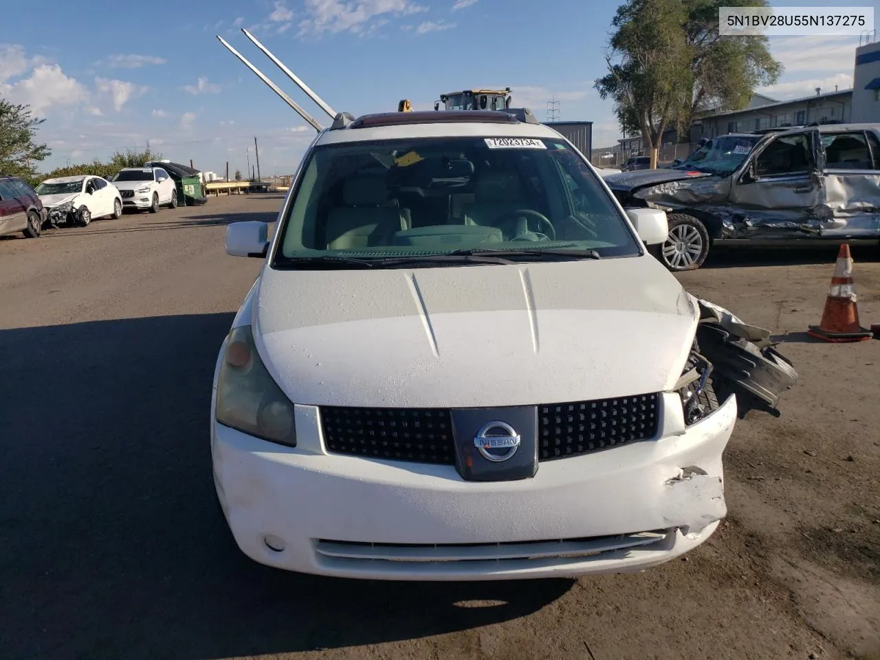 2005 Nissan Quest S VIN: 5N1BV28U55N137275 Lot: 72023734