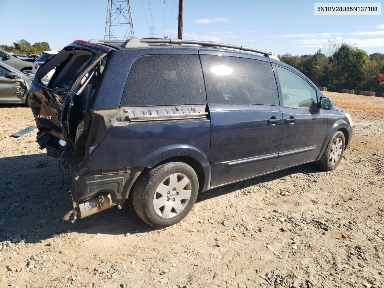 2005 Nissan Quest S VIN: 5N1BV28U85N137108 Lot: 76351734