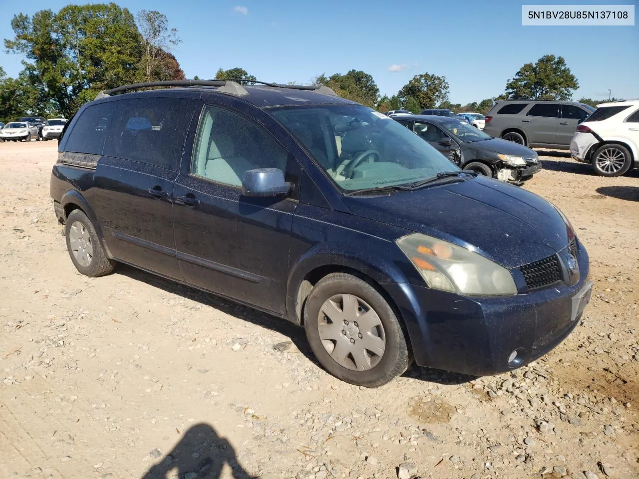 2005 Nissan Quest S VIN: 5N1BV28U85N137108 Lot: 76351734