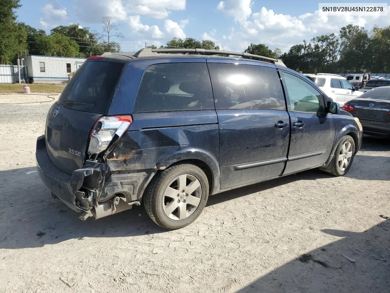 2005 Nissan Quest S VIN: 5N1BV28U45N122878 Lot: 79951924