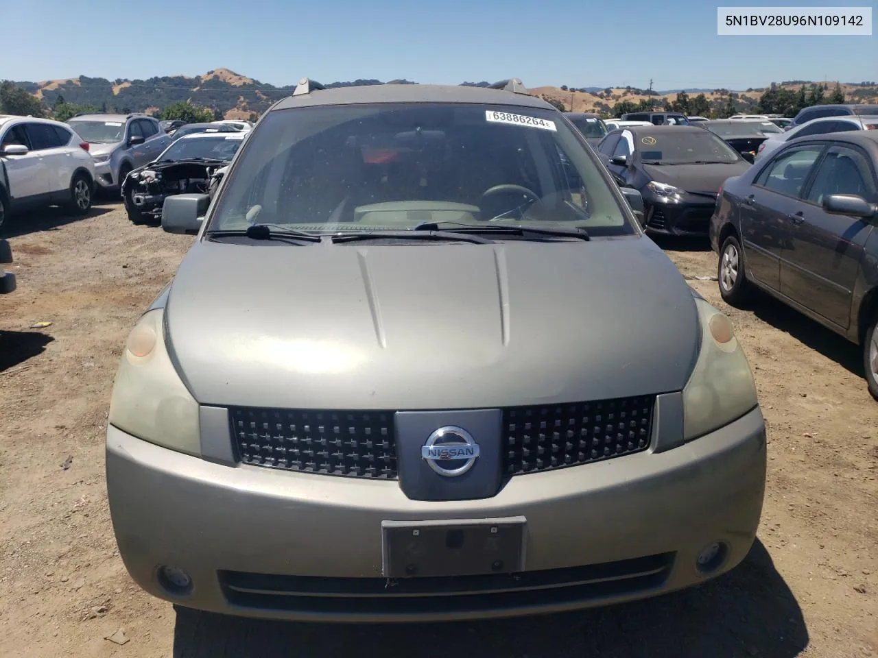 2006 Nissan Quest S VIN: 5N1BV28U96N109142 Lot: 63886264