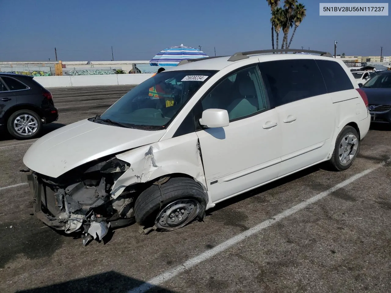 2006 Nissan Quest S VIN: 5N1BV28U56N117237 Lot: 75838234