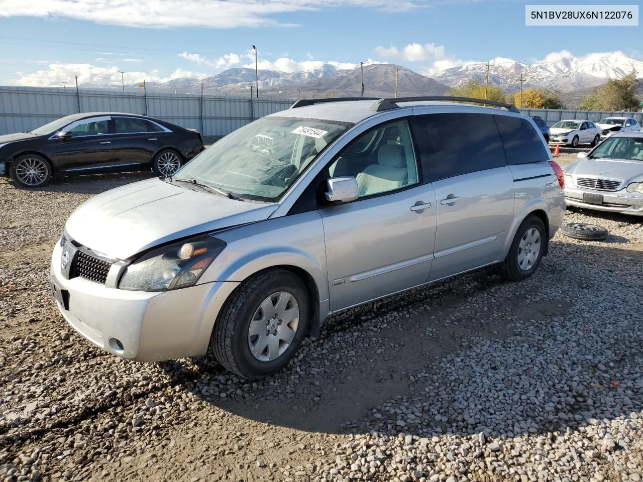 2006 Nissan Quest S VIN: 5N1BV28UX6N122076 Lot: 78491544