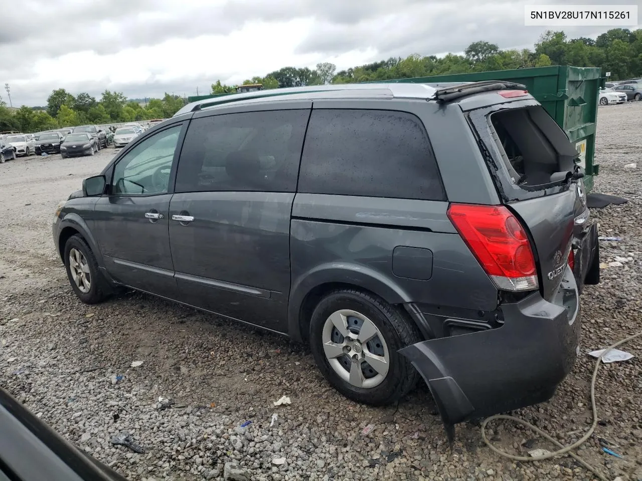 2007 Nissan Quest S VIN: 5N1BV28U17N115261 Lot: 64215094