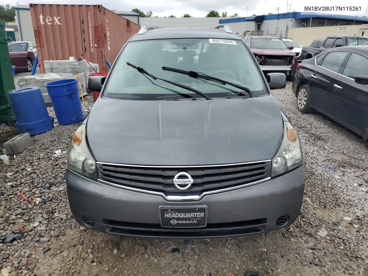 2007 Nissan Quest S VIN: 5N1BV28U17N115261 Lot: 64215094