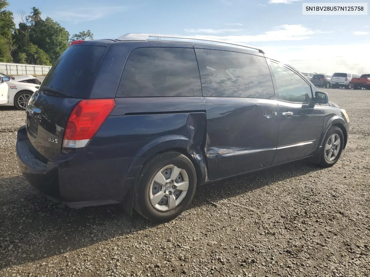 2007 Nissan Quest S VIN: 5N1BV28U57N125758 Lot: 68835924