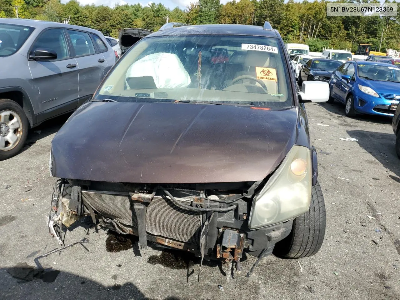 2007 Nissan Quest S VIN: 5N1BV28U67N123369 Lot: 73478264