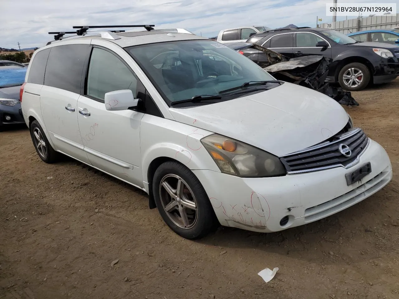 2007 Nissan Quest S VIN: 5N1BV28U67N129964 Lot: 75547434