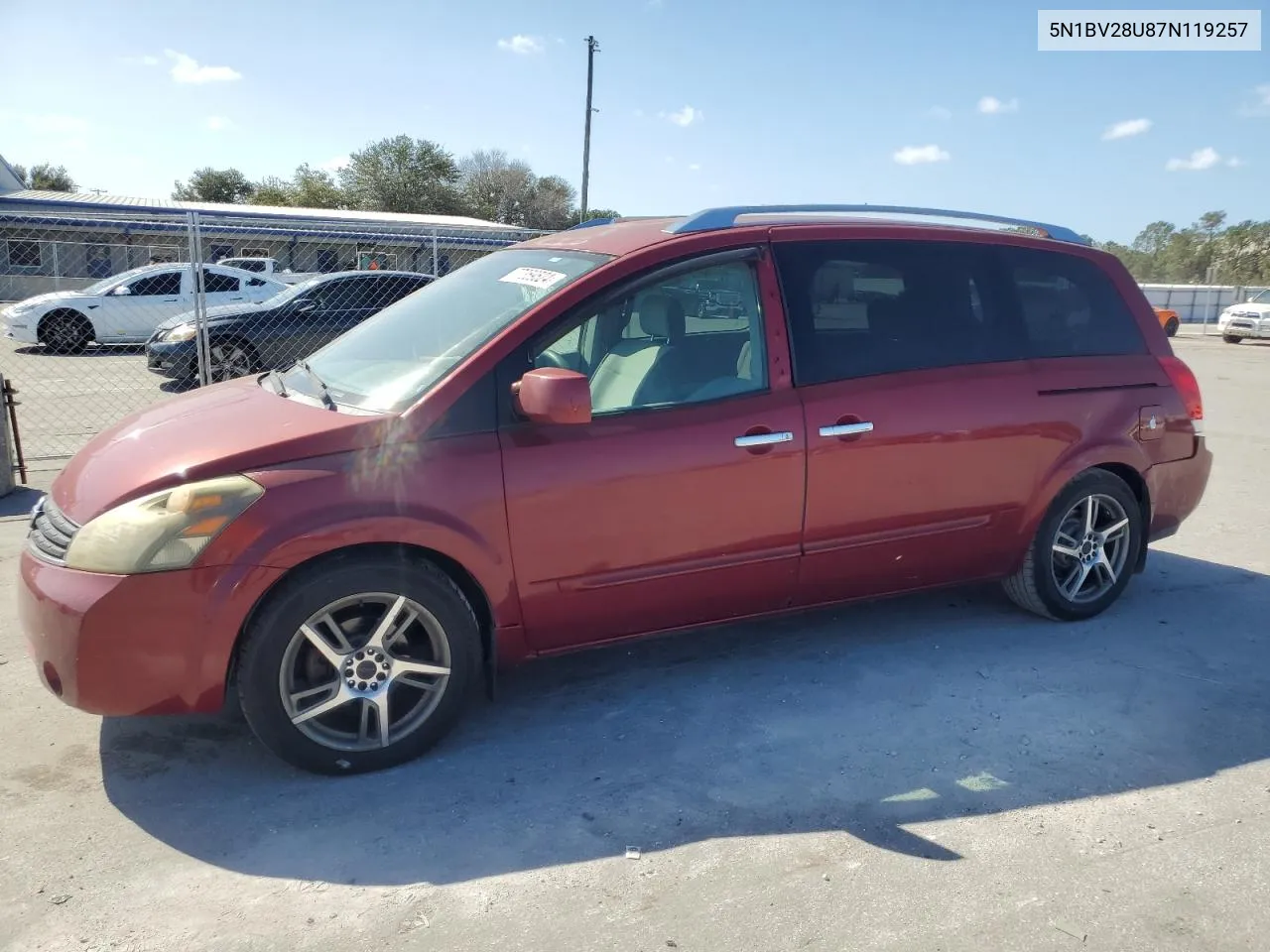 2007 Nissan Quest S VIN: 5N1BV28U87N119257 Lot: 77359524