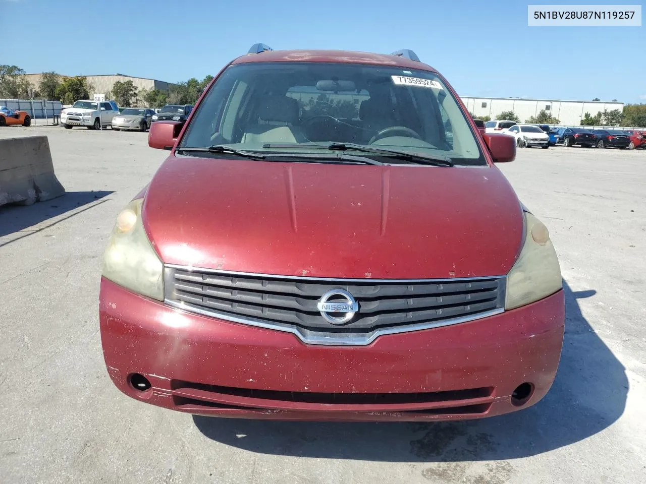 2007 Nissan Quest S VIN: 5N1BV28U87N119257 Lot: 77359524