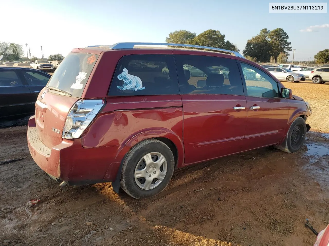 2007 Nissan Quest S VIN: 5N1BV28U37N113219 Lot: 78447214