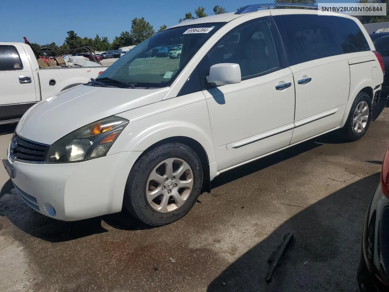 2008 Nissan Quest S VIN: 5N1BV28U08N106844 Lot: 69964394