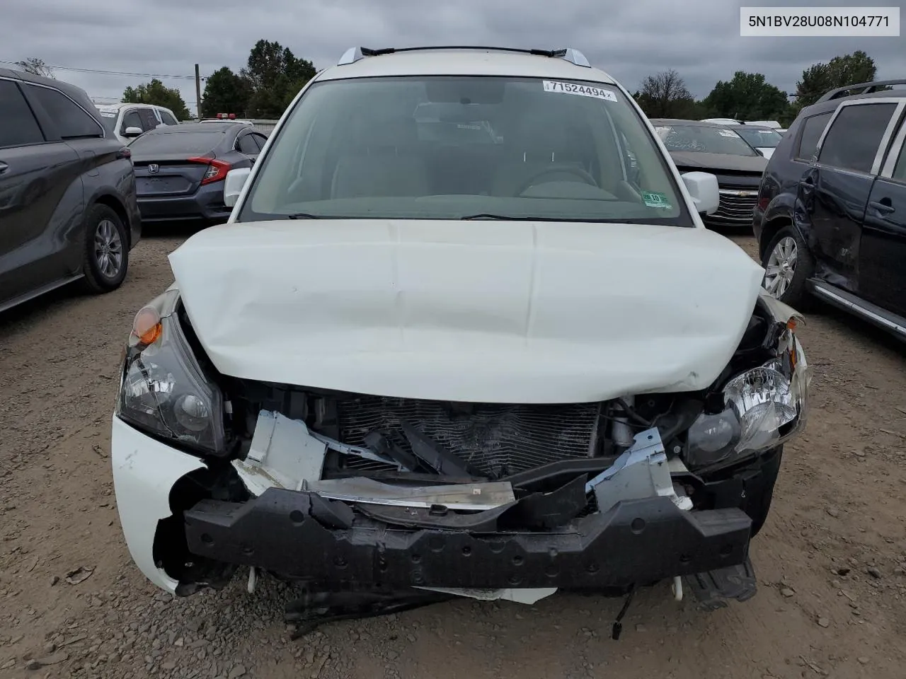 2008 Nissan Quest S VIN: 5N1BV28U08N104771 Lot: 71524494