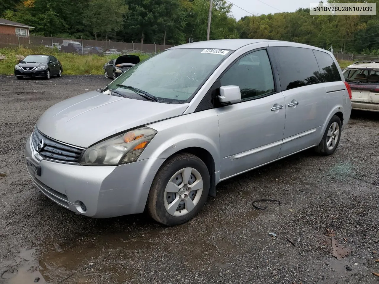 2008 Nissan Quest S VIN: 5N1BV28U28N107039 Lot: 72352024