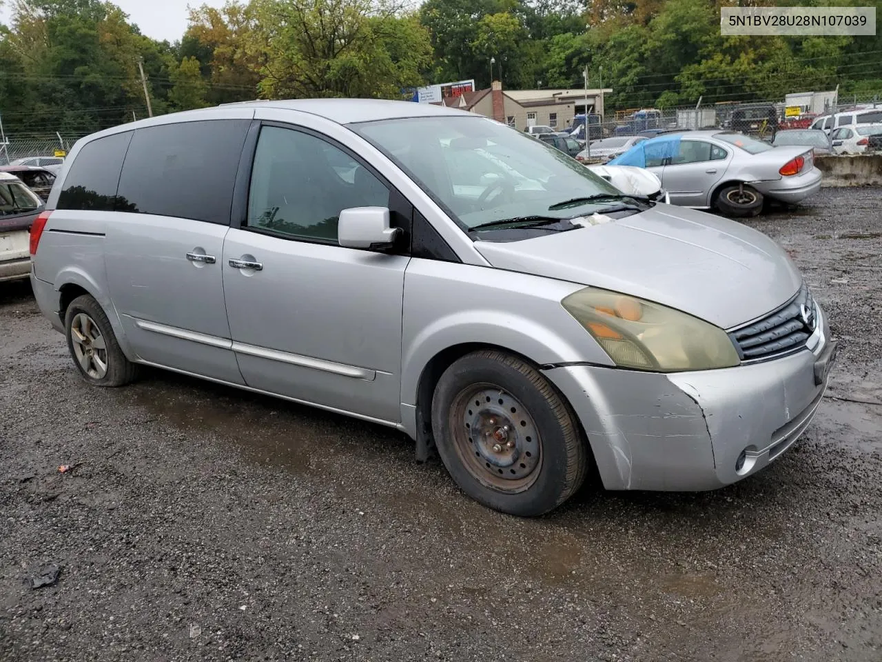 2008 Nissan Quest S VIN: 5N1BV28U28N107039 Lot: 72352024