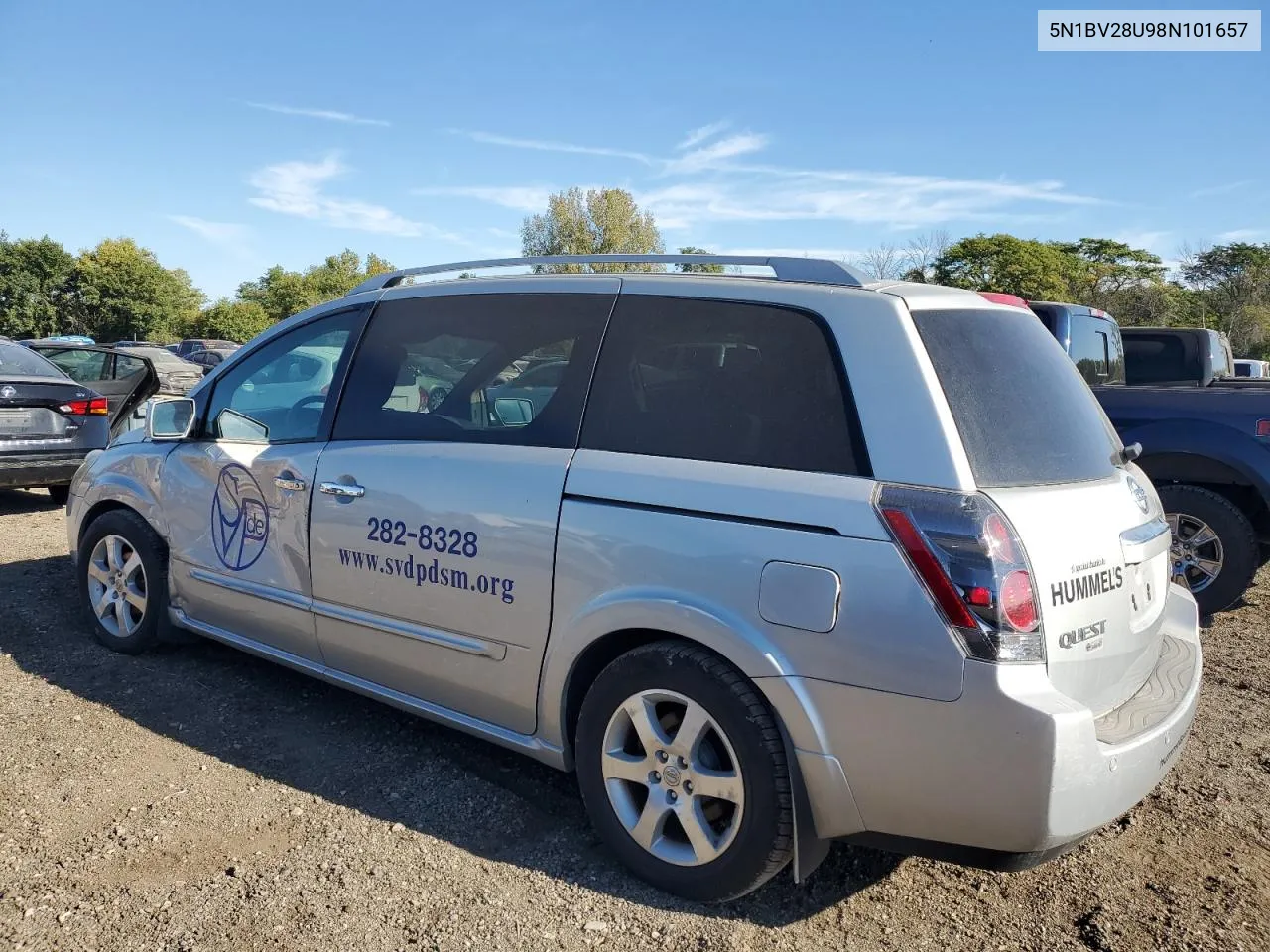 2008 Nissan Quest S VIN: 5N1BV28U98N101657 Lot: 73183964