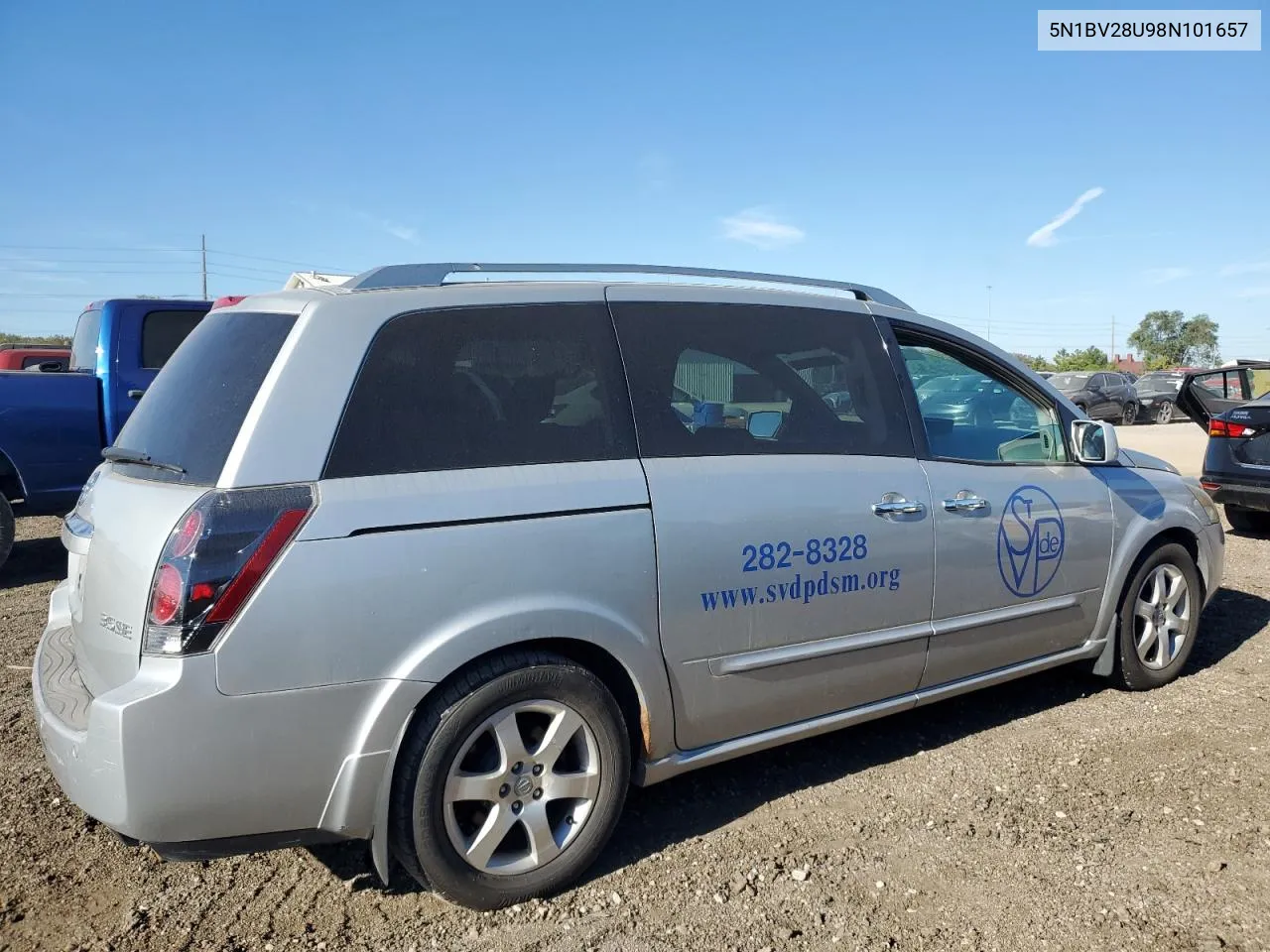 2008 Nissan Quest S VIN: 5N1BV28U98N101657 Lot: 73183964