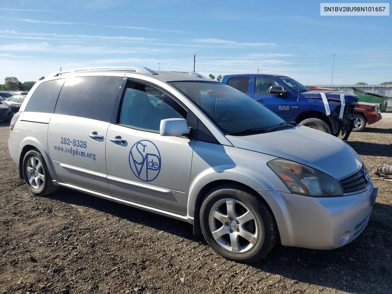 2008 Nissan Quest S VIN: 5N1BV28U98N101657 Lot: 73183964