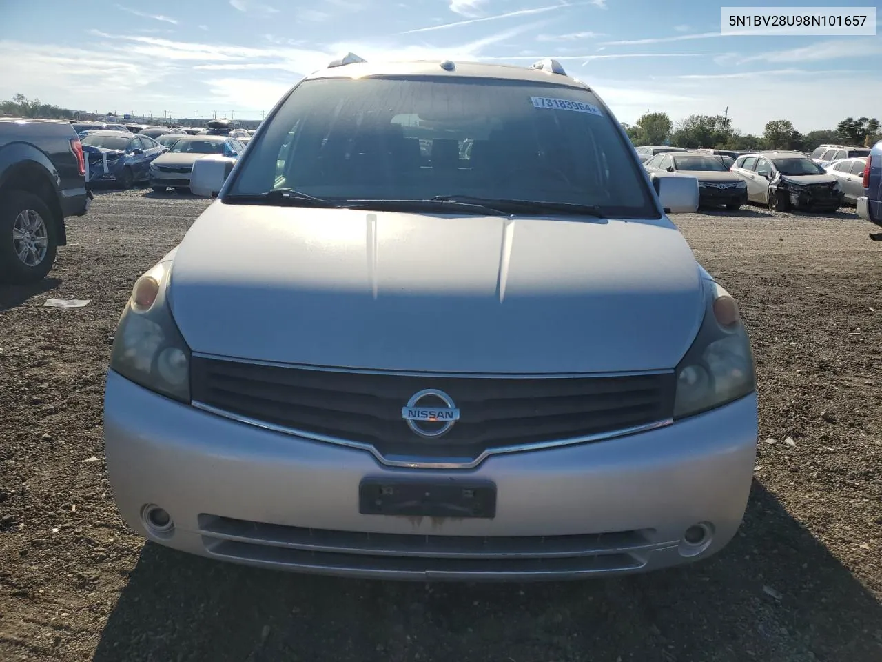 2008 Nissan Quest S VIN: 5N1BV28U98N101657 Lot: 73183964