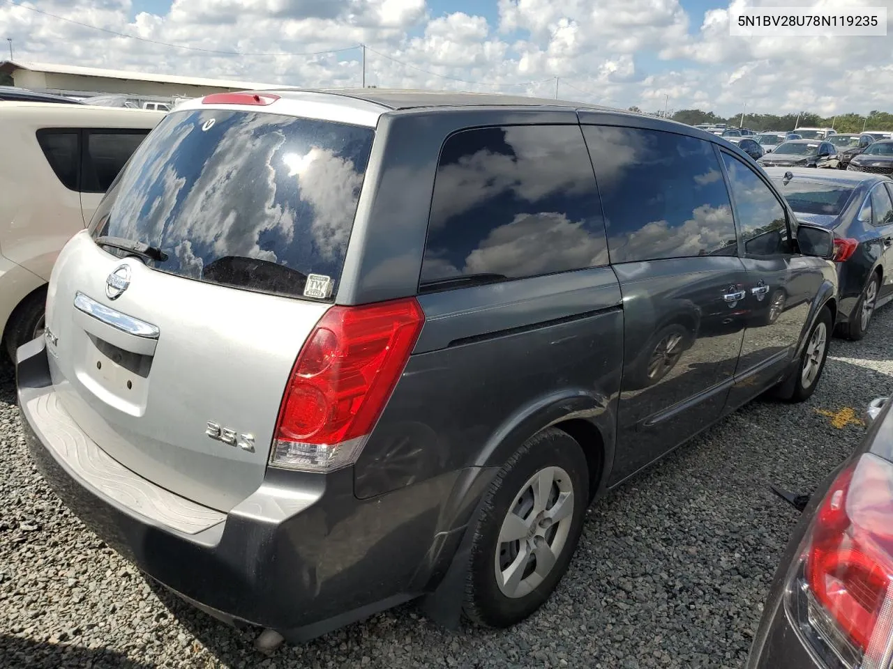 5N1BV28U78N119235 2008 Nissan Quest S