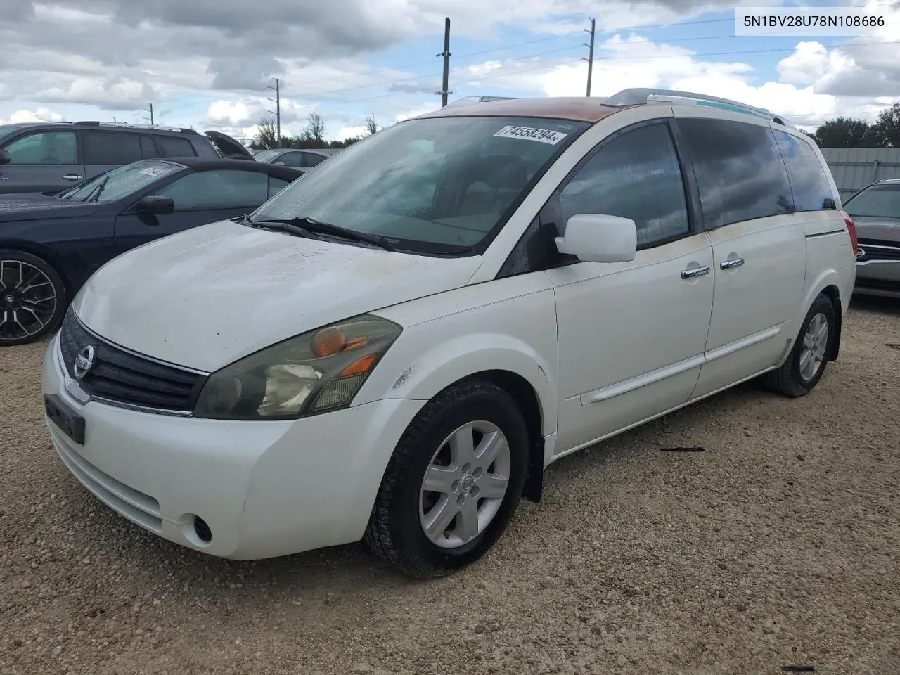 5N1BV28U78N108686 2008 Nissan Quest S