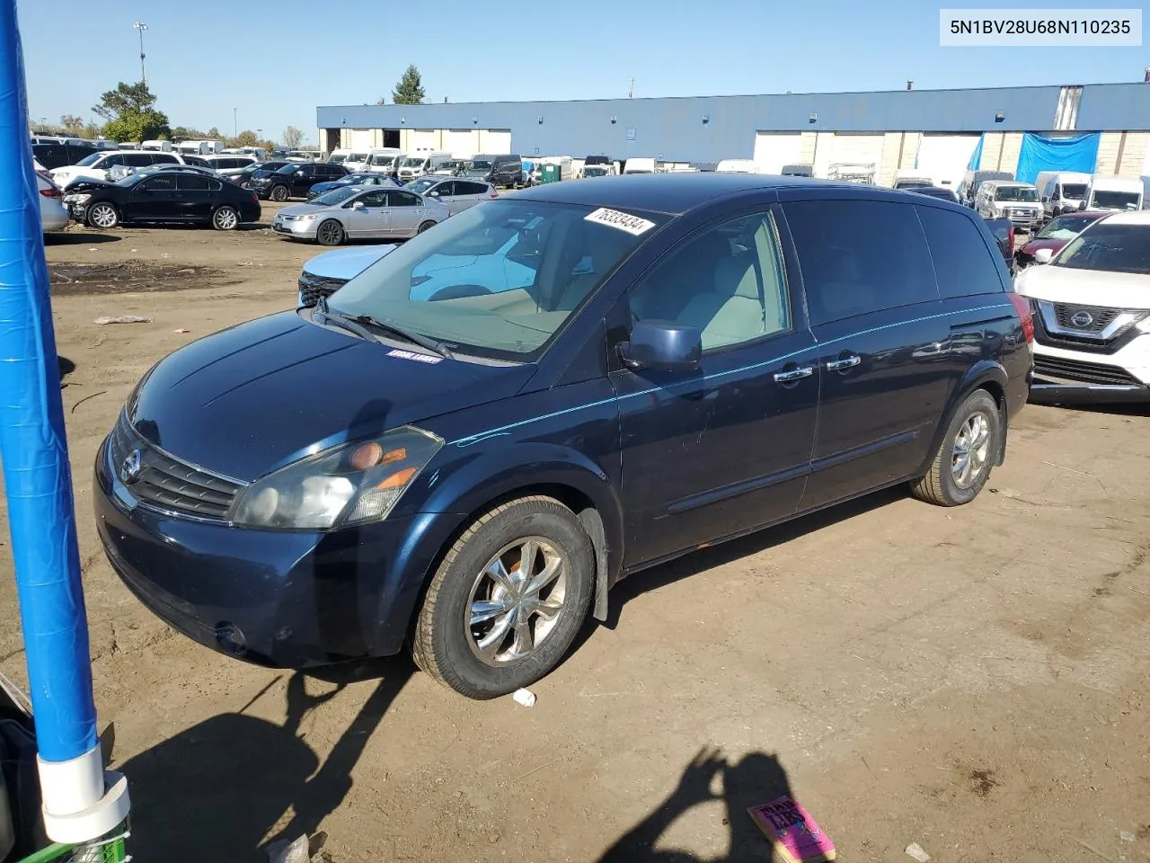 2008 Nissan Quest S VIN: 5N1BV28U68N110235 Lot: 76333434