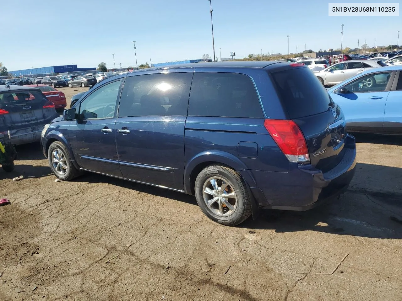 2008 Nissan Quest S VIN: 5N1BV28U68N110235 Lot: 76333434