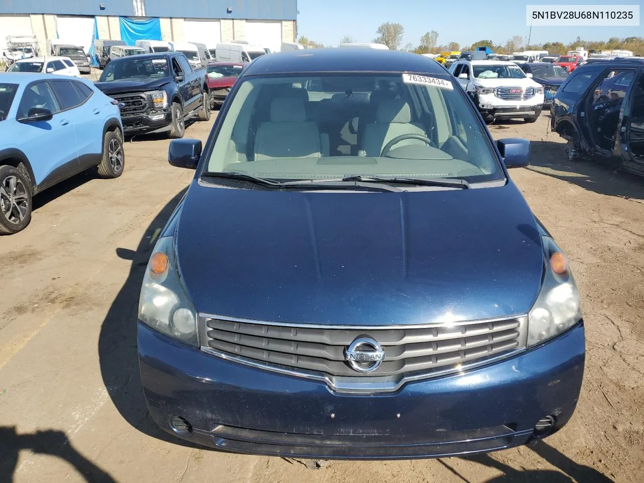 2008 Nissan Quest S VIN: 5N1BV28U68N110235 Lot: 76333434