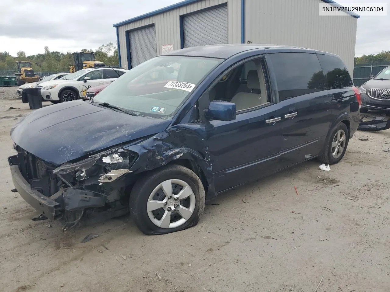 2009 Nissan Quest S VIN: 5N1BV28U29N106104 Lot: 72353264