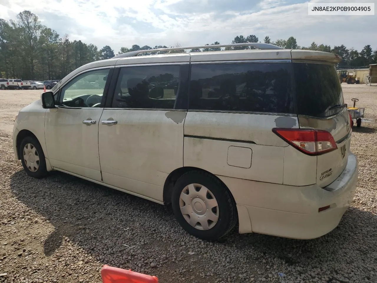 2011 Nissan Quest S VIN: JN8AE2KP0B9004905 Lot: 73938984