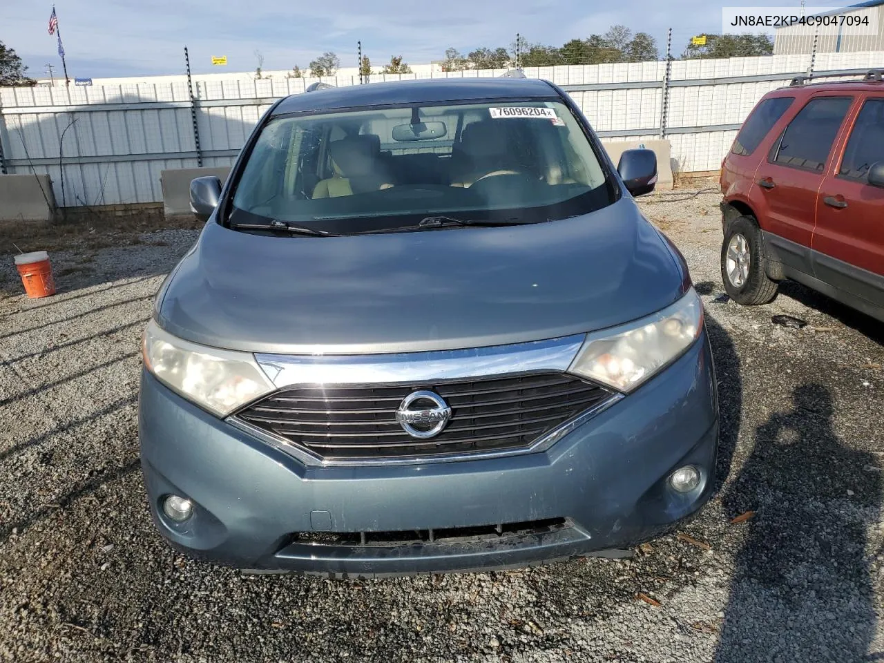 2012 Nissan Quest S VIN: JN8AE2KP4C9047094 Lot: 76096204