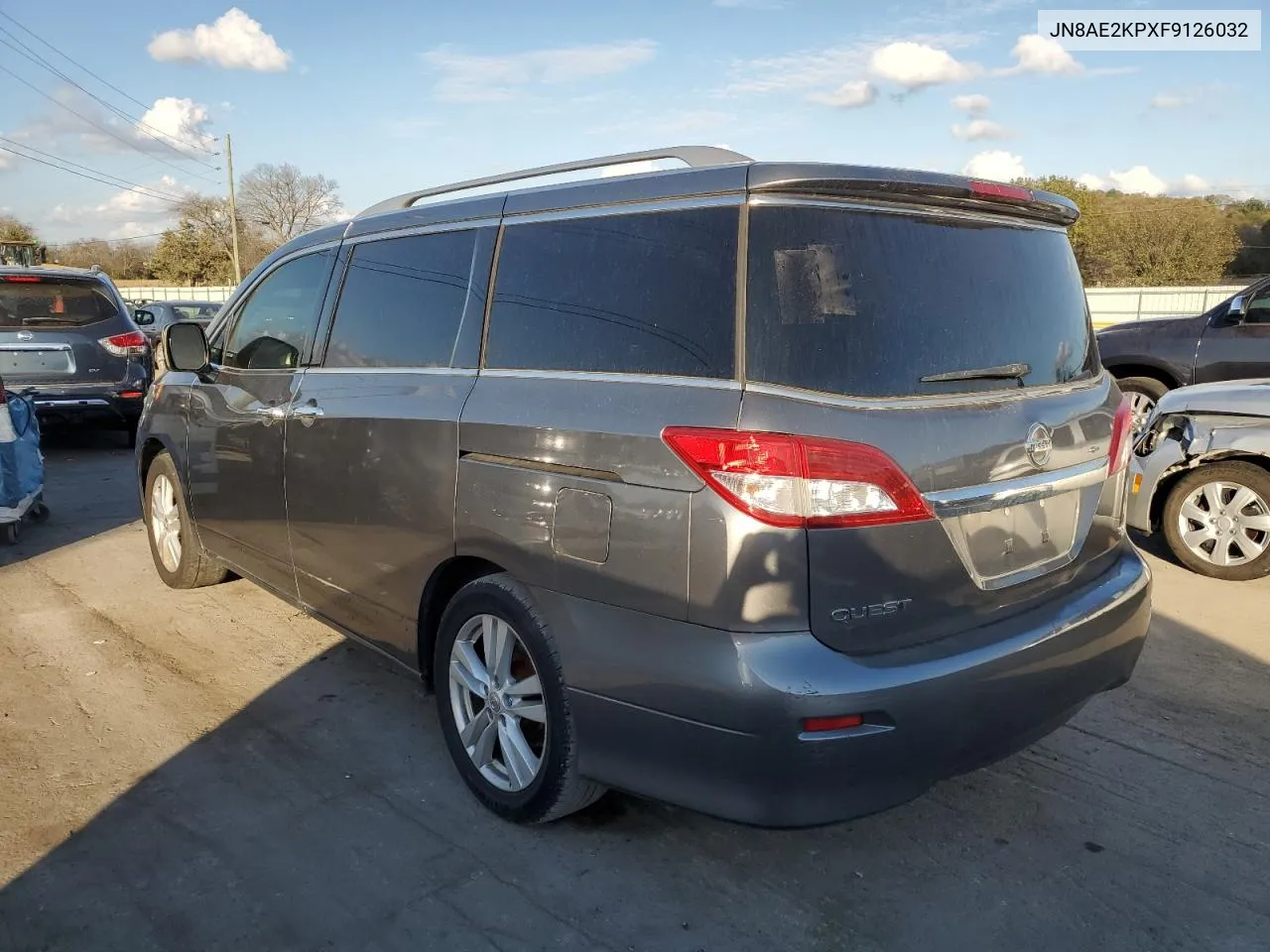 2015 Nissan Quest S VIN: JN8AE2KPXF9126032 Lot: 78738154