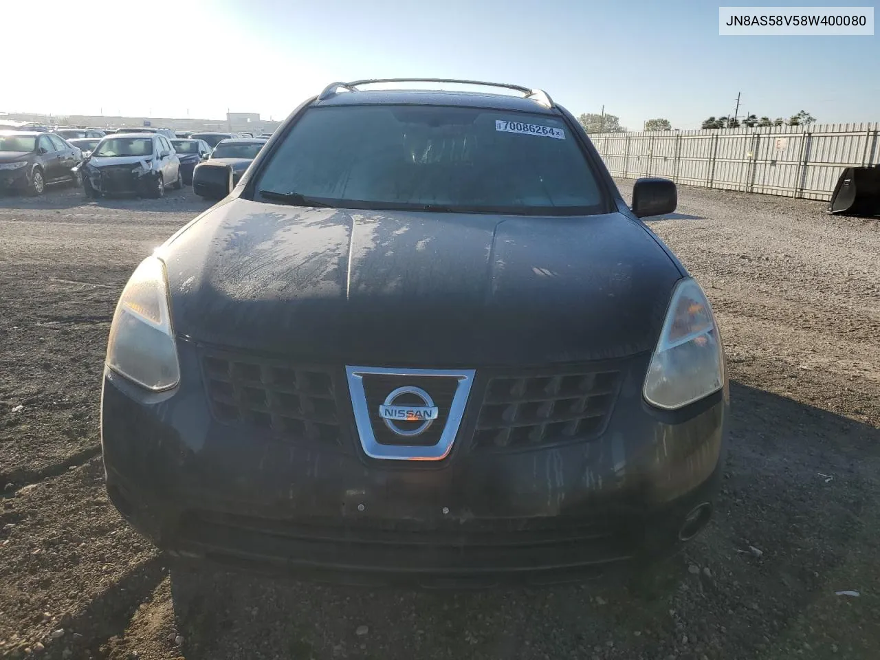 2008 Nissan Rogue S VIN: JN8AS58V58W400080 Lot: 70086264