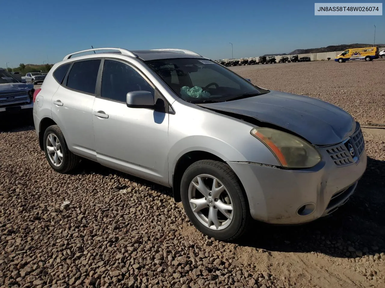 2008 Nissan Rogue S VIN: JN8AS58T48W026074 Lot: 76208394