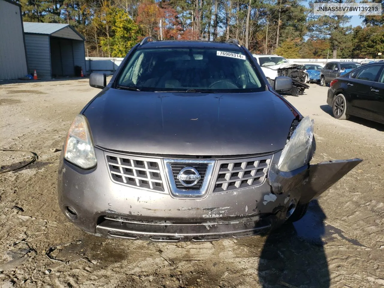 2008 Nissan Rogue S VIN: JN8AS58V78W139213 Lot: 76909314