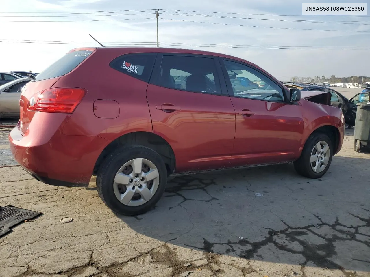 2008 Nissan Rogue S VIN: JN8AS58T08W025360 Lot: 78249784