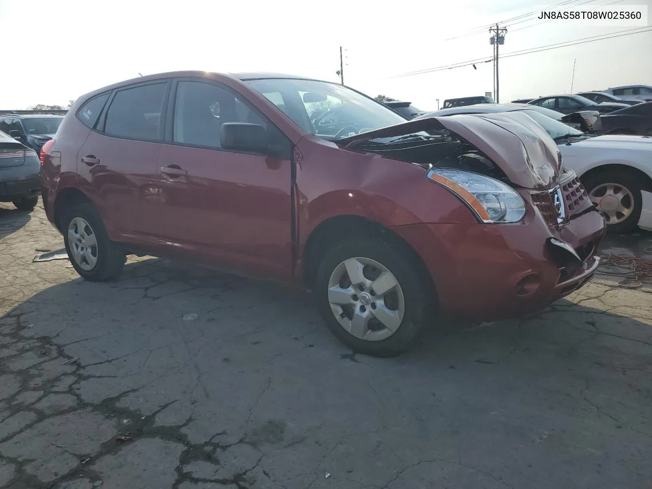 2008 Nissan Rogue S VIN: JN8AS58T08W025360 Lot: 78249784