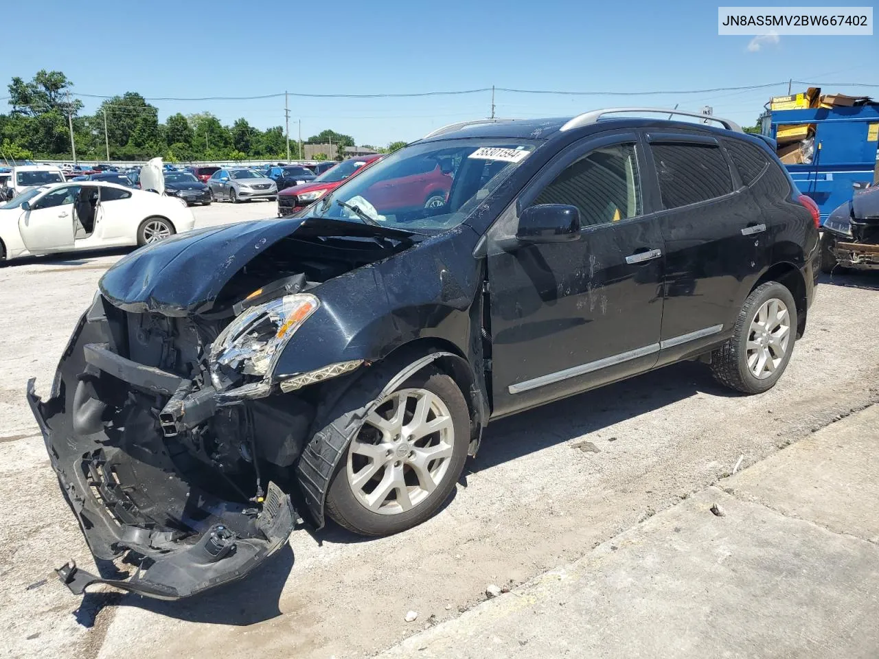 2011 Nissan Rogue S VIN: JN8AS5MV2BW667402 Lot: 58301594