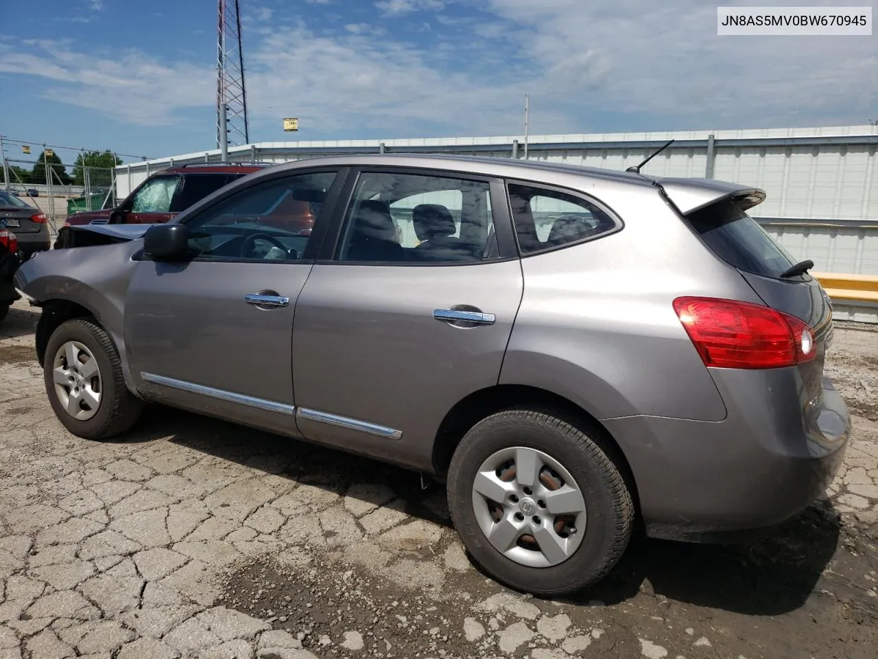 2011 Nissan Rogue S VIN: JN8AS5MV0BW670945 Lot: 60831954